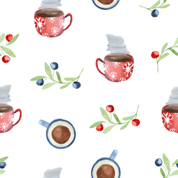 水彩圣诞模式。图片下载