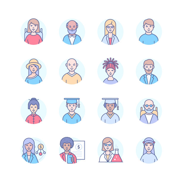 多元化-现代线条设计风格图标集图片下载