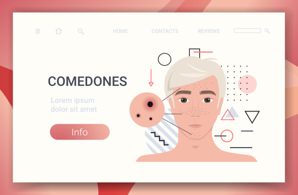 痤疮对男人面部毛孔粉刺美容护肤问题治疗皮肤病概念肖像横图片下载