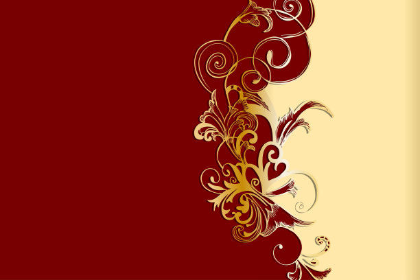 中国红色和金色花卉背景模板图片下载