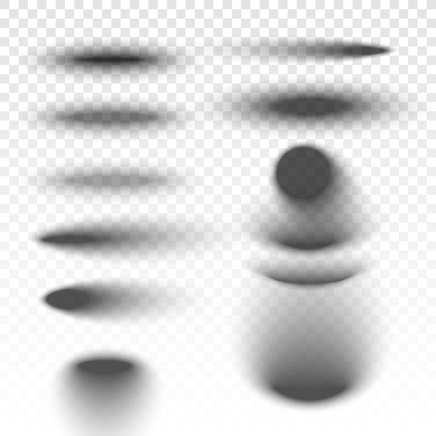 一套透明的阴影圆形和椭圆形形状与软和硬的边缘。图片下载