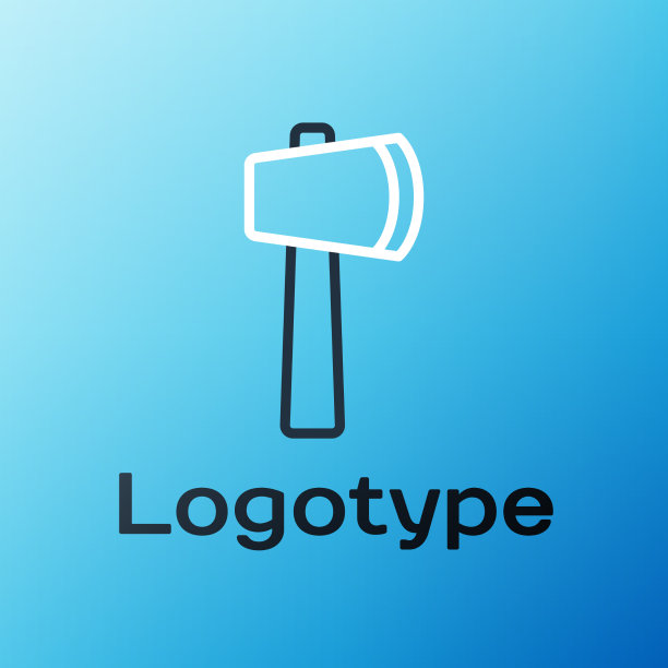 线木斧图标孤立在蓝色背景图片下载