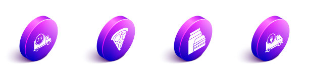 设置等距速递车切片披萨图片下载