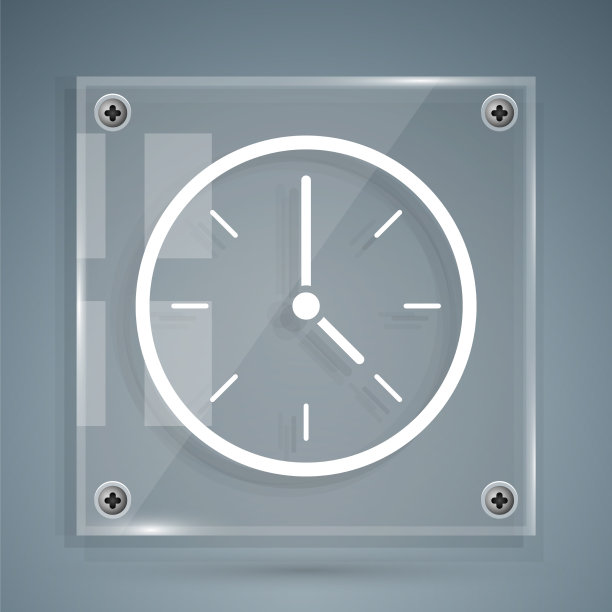 白色时钟图标孤立在灰色背景时间图片下载