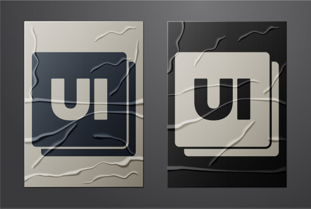 白色UI或ux设计图标孤立在皱褶上图片下载