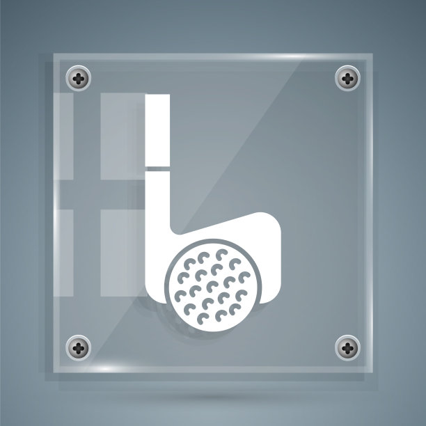 白色高尔夫球杆与球的图标孤立在灰色图片下载