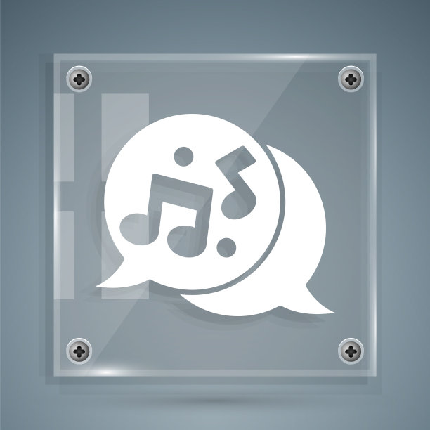 白色音乐音符音调图标孤立在灰色图片下载