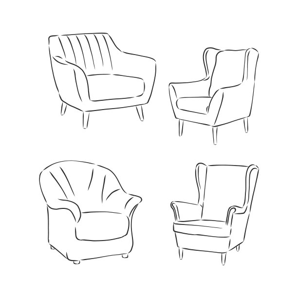 把椅子画成线性的轮廓线图片下载