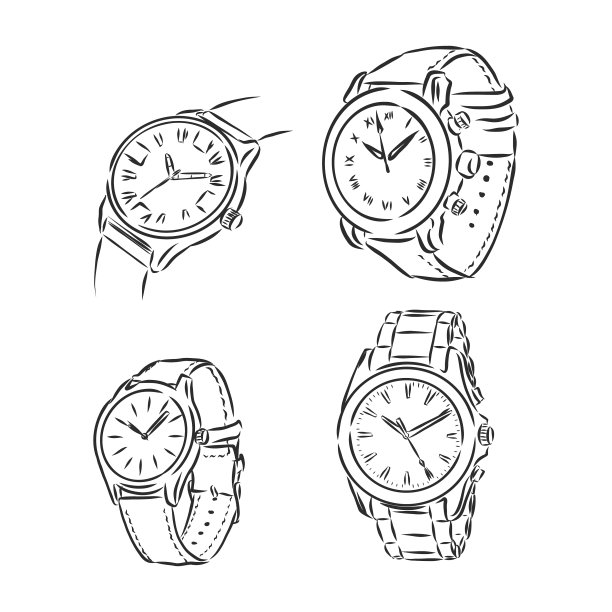 男子机械表上隔离白色图片下载