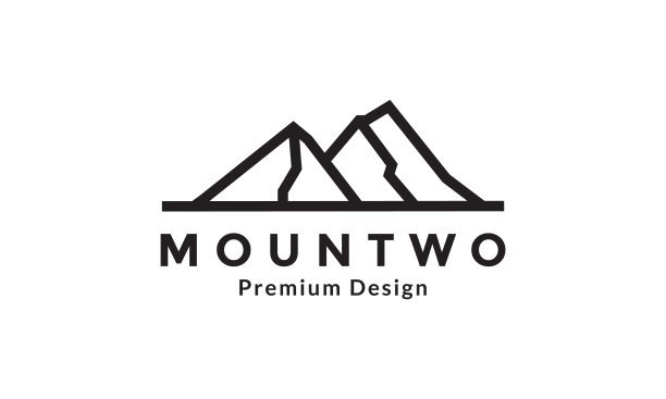 线条大胆的山景标志设计图标图片下载