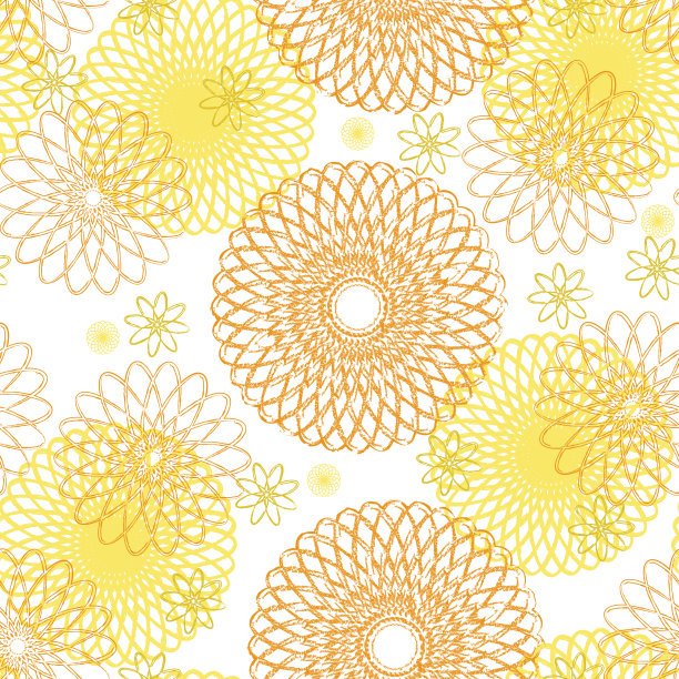 向日葵无缝图案上的白色背景。图片下载