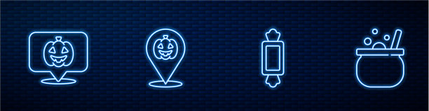 设行糖果南瓜和万圣节女巫图片下载