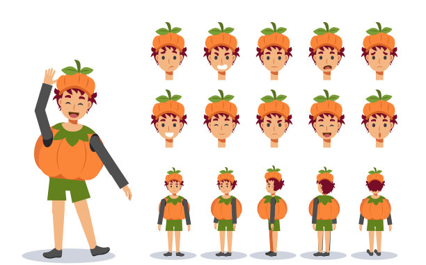 万圣节穿着可爱南瓜装的小男孩图片下载