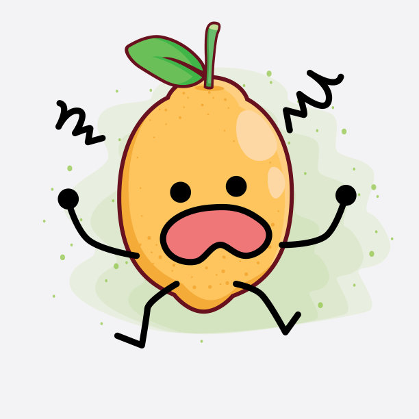 柠檬水果可爱的性格与简单的脸手图片下载