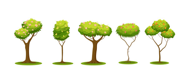 开花的绿树上开着红粉色的花图片下载