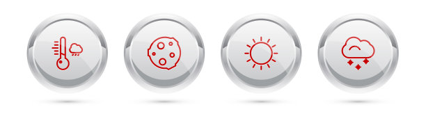 设气象线、温度计、月亮、太阳和图片下载