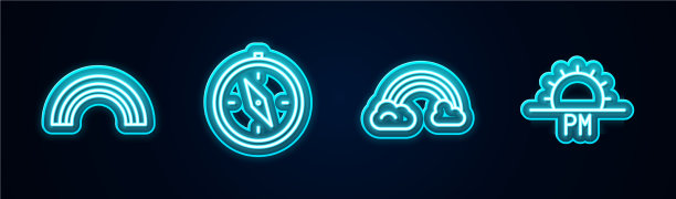 用云彩和日落设置彩虹罗盘图片下载