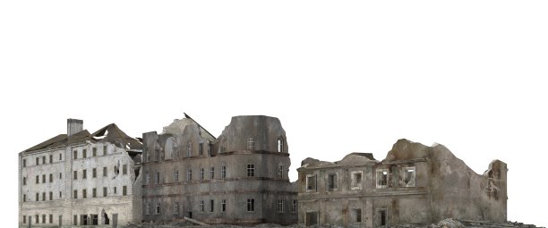 废弃的城市建筑孤立在白色3d插图图片下载