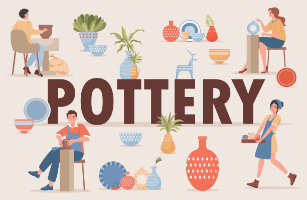 陶器平面横幅模板与文本图片下载