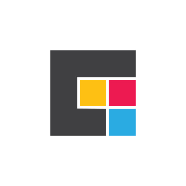 抽象字母C方形简约彩色logo图片下载