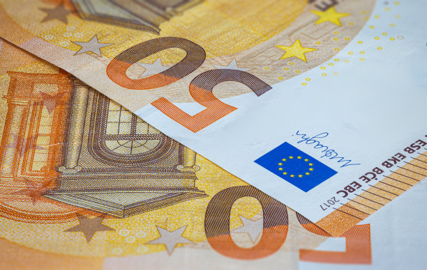 宏观上接近50欧元纸币的设计表面图片下载