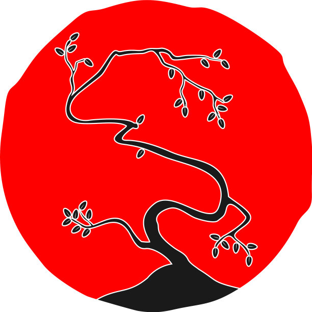 符号简单的太阳树手绘设计图片下载