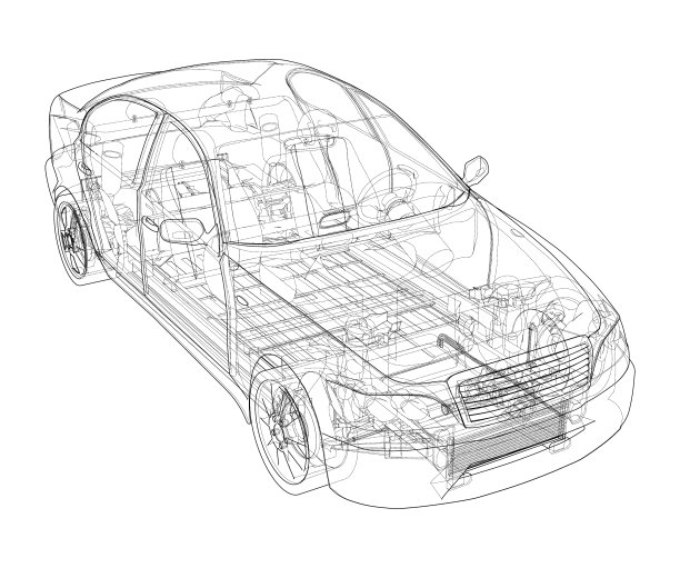 电动汽车与底盘渲染3d图片下载