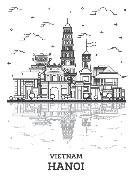 勾勒出越南河内城市的天际线图片下载