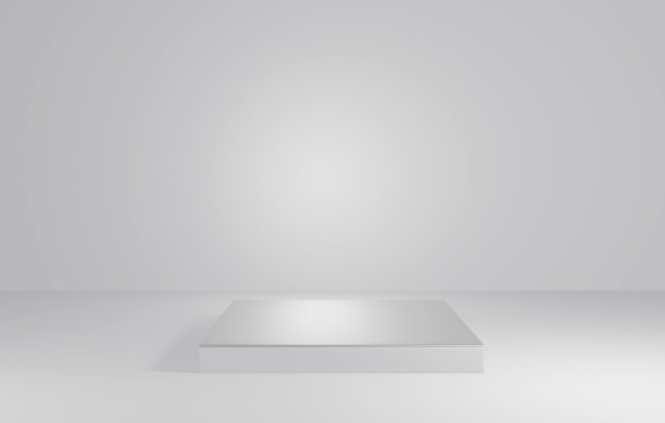 白色的产品站在白色的房间，为产品的工作室场景，最小的设计，3D渲染图片下载