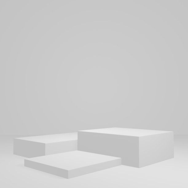 白色的产品站在白色的房间，为产品的工作室场景，最小的设计，3D渲染图片下载
