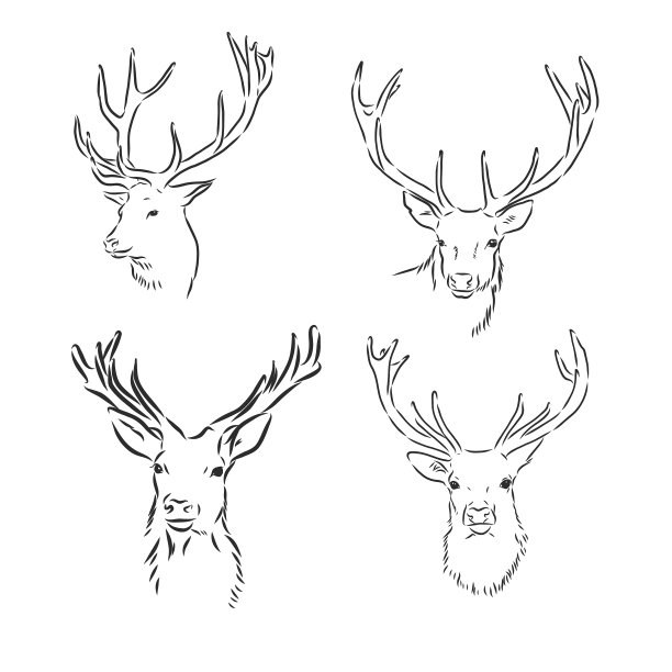 一线设计剪影鹿手画图片下载