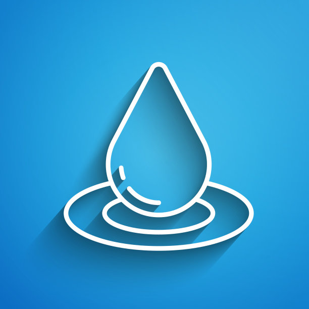 白色线水滴图标孤立在蓝色图片下载