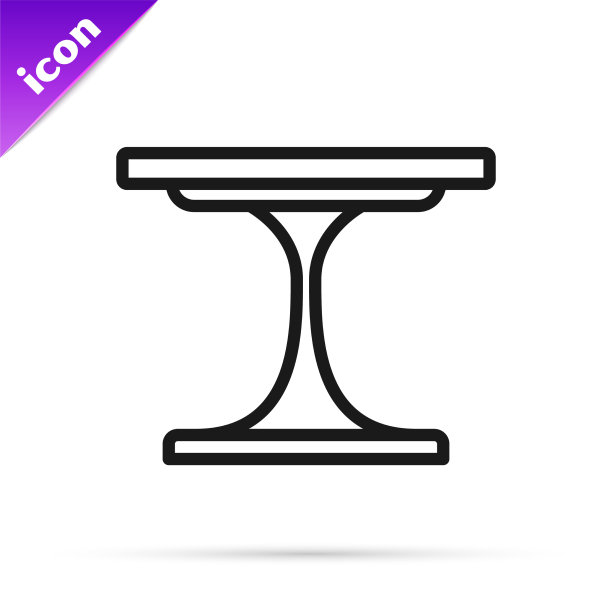 黑线圆桌图标孤立在白色图片下载