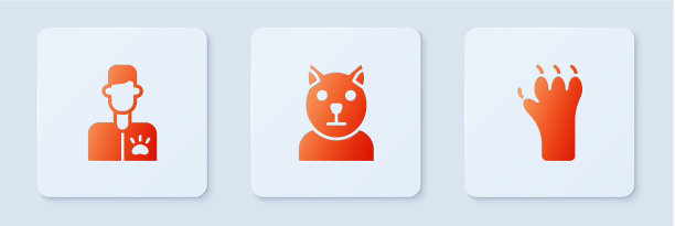 设置猫兽医和爪印白色图片下载