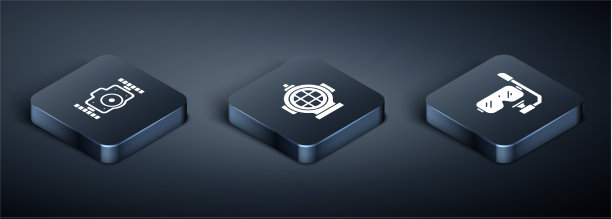 设置潜水面罩和等距摄影相机图片下载