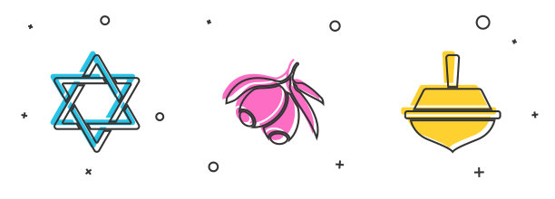 星大卫橄榄枝和光明节图片下载