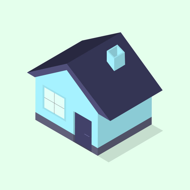 带有烟囱的蓝色小房子图片下载