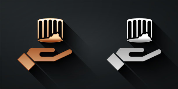 金、银古柱图标孤立上图片下载