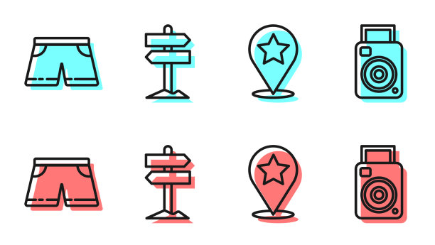 用星形游泳裤设置线图指针图片下载