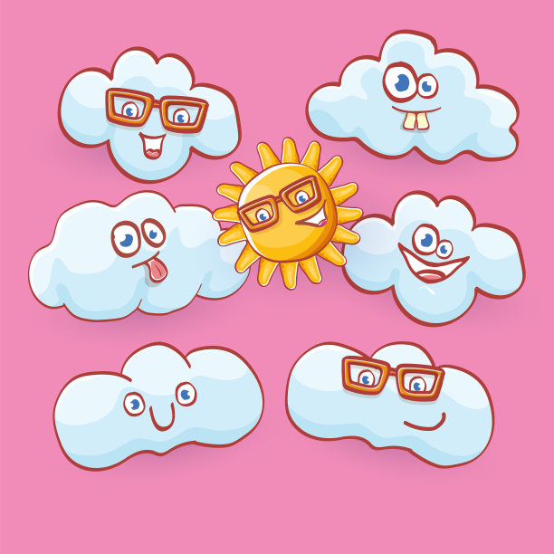 夏季卡通图标设置与时髦的卡通图片下载