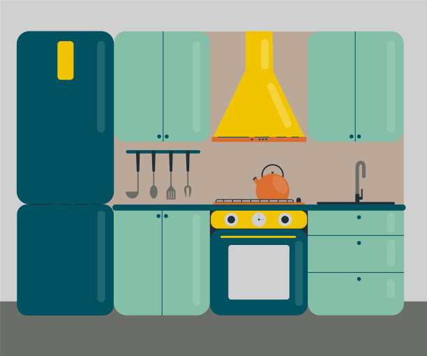 平面风格图形厨房内部图片下载