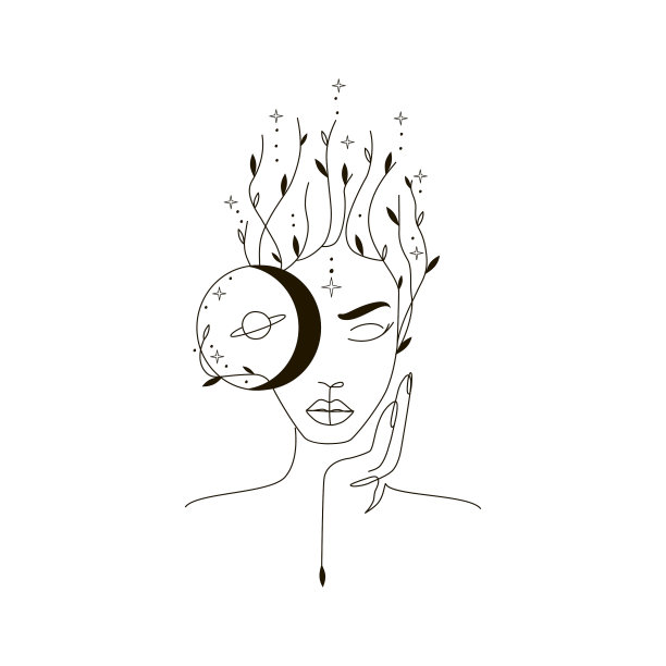 月亮和叶子在一条线上图片下载