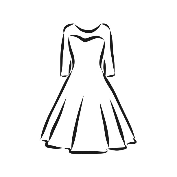 女装手绘黑色轮廓图图片下载