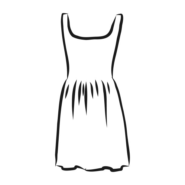 女装手绘黑色轮廓图图片下载