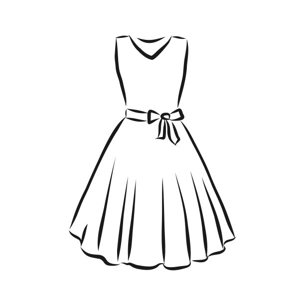 女装手绘黑色轮廓图图片下载