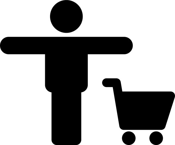 购物图标男性与购物车符号在一个图片下载