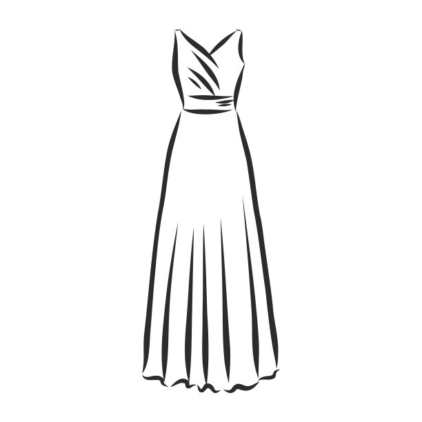 女装手绘黑色轮廓图图片下载