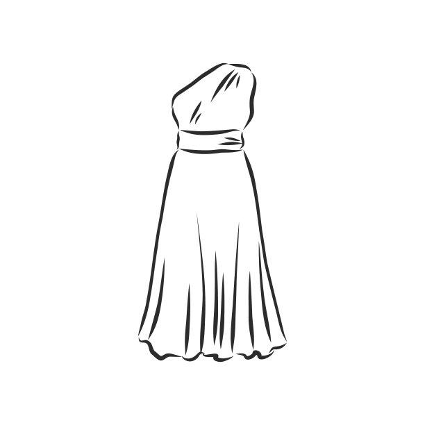 女装手绘黑色轮廓图图片下载