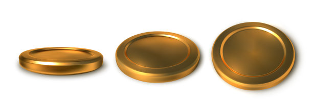 真实的金币孤立在光背景图片下载