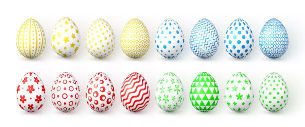 复活节快乐的颜色复活节彩蛋在白色的背景图片下载
